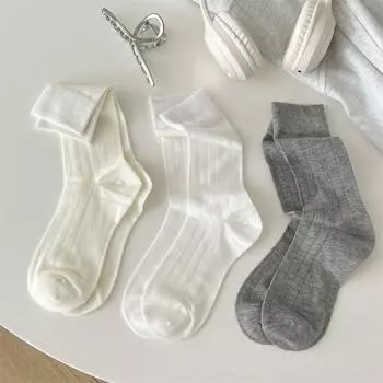 Однотонные женские носки из бамбукового волокна, тонкие, дышащие, летние, эластичные, длинные, корейские, модные, уличные, черные, белые, серые носки