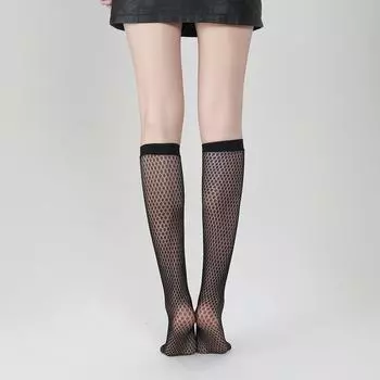 Однотонные женские носки средней длины с защитой от защемления, утягивающие One size чёрный