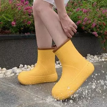 Однотонные женские резиновые сапоги EVA модные уличные трендовые универсальные водонепроницаемые противоскользящие сверхлегкие повседневные женские туфли 34-35 черный коричневый