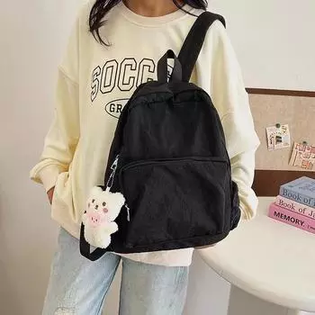 Однотонные женские рюкзаки большой вместимости на молнии с внутренним отделением, дорожные сумки модные из нейлона высокого качества