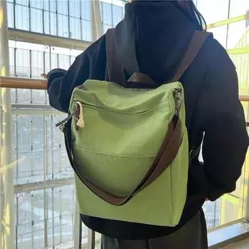 Однотонные женские рюкзаки из холста на молнии для продажи, повседневные школьные сумки для поездок на работу, высококачественные сумки большой вместимости для женщин