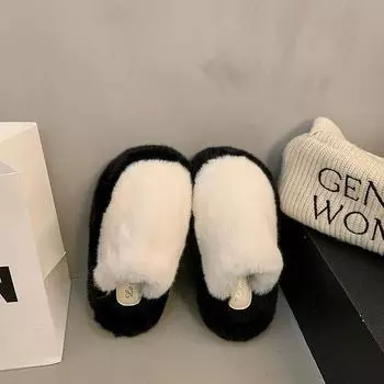 Однотонные зимние современные тапочки на низком каблуке для улицы 2024 года, высококачественная женская обувь, новинка, женские тапочки из коровьей замши 35 хаки