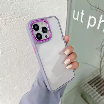 Чехол для телефона iPhone 16 15 14 13 12 11 Pro Max с сплошной рамкой и круглым покрытием из акрила, противоударный чехол iPhone 13 Pro Max чёрный