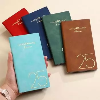 Однотонный блокнот-планировщик 2025 года 365 дней 2025 г. Английский язык Планировщик-блокнот A6 Унисекс темно-синий