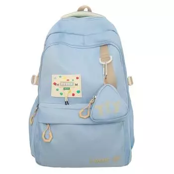 Однотонный большой вместительный дорожный рюкзак, женский легкий рюкзак для учеников младших классов средней школы с кошельком для монет красный