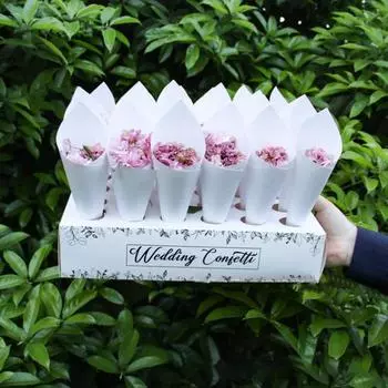 Однотонный бумажный конус, легко устанавливается, интересный свадебный поднос, подставка для конфетти, коробка B