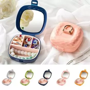 Однотонный чехол для ожерелья и кольца, портативный органайзер для сережек, разделитель, контейнер, шкатулка для украшений для девочек оранжевый