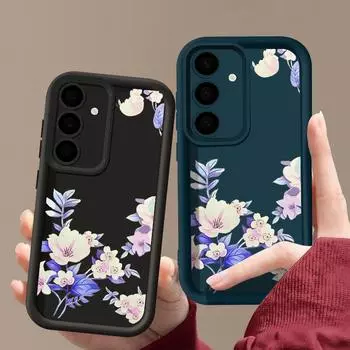 Однотонный чехол с цветочным узором для Samsung S24 Ultra S23 Plus S22 S21 S20 FE A55 A54 A52 A35 A34 A15 A14, матовый противоударный силиконовый мягкий чехол для телефона Samsung S24 кофейный