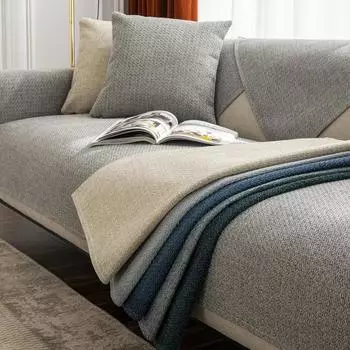 Однотонный четырехсезонный универсальный нескользящий диванный чехол из хлопка и льна для дивана, чехол для гостиной, чехол для мебели от пыли 70x70cm 1pcs