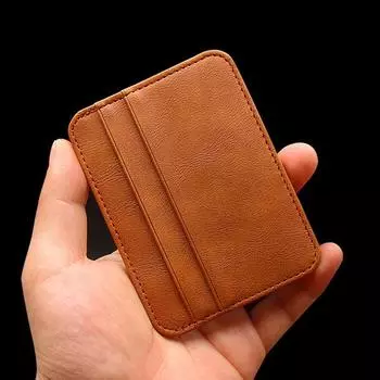 Однотонный цветной банковский футляр для кредитных карт, женский и мужской, для визиток, новый ультратонкий мягкий кошелек из искусственной кожи, мини-кошелек для кредитных карт