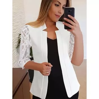 Однотонный цветной темпераментный маленький блейзер со средним рукавом профессиональный повседневный универсальный костюм S белый