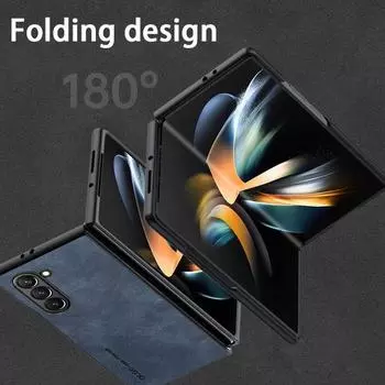 Однотонный деловой кожаный чехол для телефона Samsung Galaxy Z Fold6 Flip6 Fold5 Fold4 Flip5 Flip4 тонкий роскошный противоударный складной бампер из 2 предметов Samsung Z Fold6 чёрный