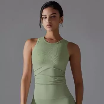 Однотонный длинный фиксированный топ-жилет с нитками, эластичный спортивный жилет для бега и йоги для женщин S