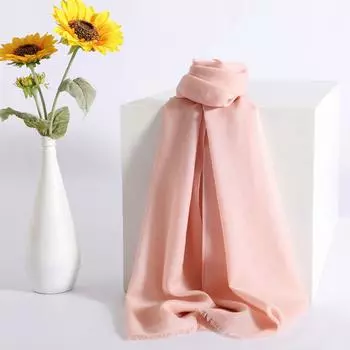 Однотонный дофаминовый шерстяной шарф женский новый четырехсезонный мягкий мерсеризованный шарф теплый для шеи двусторонний с кисточками шаль розовый