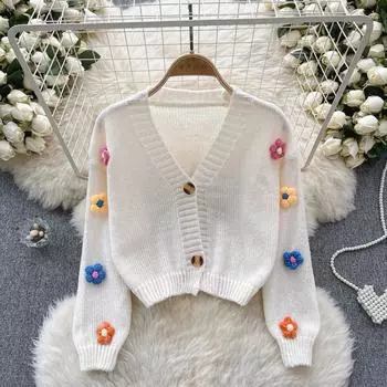 Однотонный французский вязаный кардиган в стиле ретро, женский корейский модный свитер, пальто, женский вязаный корейский модный шикарный кардиган с рюшами 2024 One Size красный