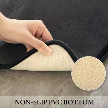 Однотонный губчатый плоский противоскользящий и впитывающий коврик для пола для ванной комнаты 400MMx600MM чёрный