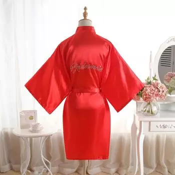 Однотонный халат подружки невесты для свадьбы, утренний халат для макияжа, спальный халат для дам, имитация шелка, модный темперамент, элегантный кардиган One size