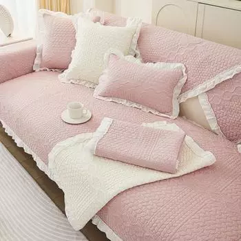 Однотонный хлопковый чехол для дивана, нескользящее универсальное полотенце для дивана в гостиной, съемная подушка для дивана в форме буквы L, защитная подушка для мебели 70x70cm 1pc A