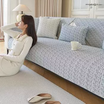 Однотонный хлопковый чехол для дивана с тесьмой, нескользящая подушка для дивана, универсальные чехлы для дивана на все времена, домашний декор для гостиной, коврик 70x70cm 1pcs