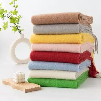 Однотонный хлопковый шерстяной шарф женский элегантный теплый шарф с кисточками шарф для поездок на работу простая шаль 30*210cm