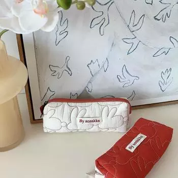 Однотонный холщовый пенал большой емкости, сумка для хранения канцелярских принадлежностей, учебные канцелярские принадлежности, школьный пенал 20*7*4.5cm