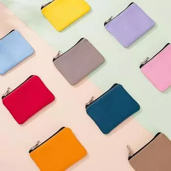 Однотонный холст DIY кошелек для монет на молнии мини-сумка для монет и ключей карман для денег для женщин и мужчин простой кошелек для монет маленький кошелек