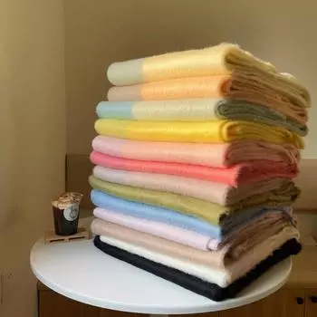 Однотонный искусственный кашемировый шарф для женщин, подходит для зимы, подходит для пар, двойного назначения, теплый, длинный, толстый 235*36cm чёрный