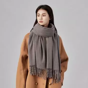 Однотонный искусственный кашемировый шарф, женский, высококачественный, зимний, разноцветный шарф, модная утолщенная мужская шаль с бахромой 180*68cm