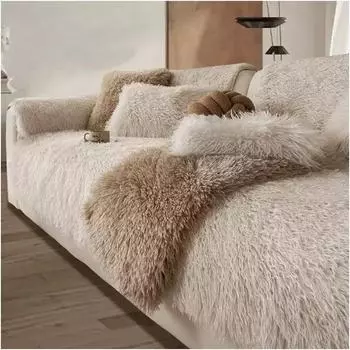 Однотонный искусственный плюшевый чехол для дивана, универсальное мягкое полотенце для дивана, нескользящее одеяло для дивана в форме буквы L, подушка для дивана, коврик для гостиной A 70x70