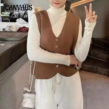 Однотонный кардиган с внутренним плечом, осенне-зимний женский однобортный мягкий трикотажный жилет с V-образным вырезом