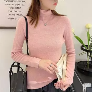 Однотонный кашемировый свитер, черный пуловер, нижняя одежда, осенне-зимняя трикотажная рубашка One Size чёрный