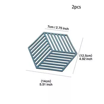 Однотонный коврик для чашки чая, товары для дома, термостойкий и теплоизоляционный коврик, противоскользящий и теплоизоляционный коврик для чаши. Pack of 2 синий