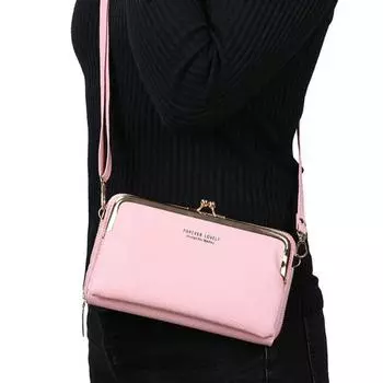 Однотонный кожаный кошелек на молнии для женщин, держатель для карт, модная сумка через плечо для телефона зелёный