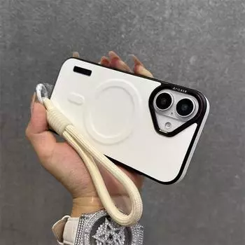 Однотонный кожаный текстурный мягкий чехол TPU для iPhone 16 Pro Max 15 14 Pro 13 12 ремешок на запястье матовый противоударный для магнитного чехла для телефона Magsafe iPhone 16 красный