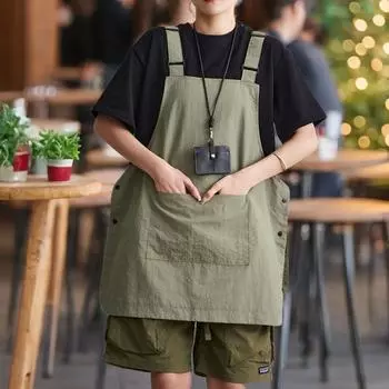 Однотонный кухонный фартук, регулируемый водонепроницаемый фартук, высококачественный жилет, фартук, рабочая одежда хаки