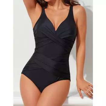 Однотонный купальник с перекрещенными бретелями, женский купальник-монокини, хит продаж S