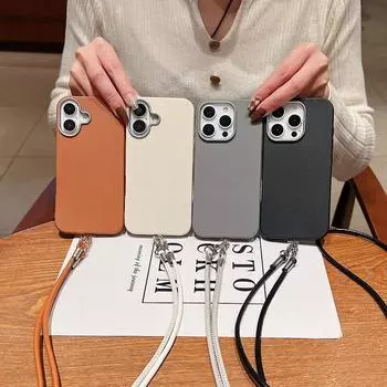 Однотонный матовый магнитный чехол для iPhone 16 Pro 15 Pro Max 14 13 12 11 для MagSafe, мягкий противоударный чехол-бампер с ремешком через плечо iPhone 16 чёрный