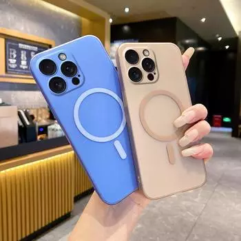 Однотонный матовый прозрачный магнитный чехол для iPhone 16 Pro Max 15 Pro 14 Plus 13 12 11 PC защитный чехол для линзы телефона iPhone 16 Pro Max белый