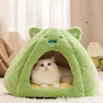 Однотонный медведь, забавное животное, закрытое гнездо, кошка, осень и зима, теплое полузакрытое гнездо, кровать, домашнее животное, кошка, гнездо S