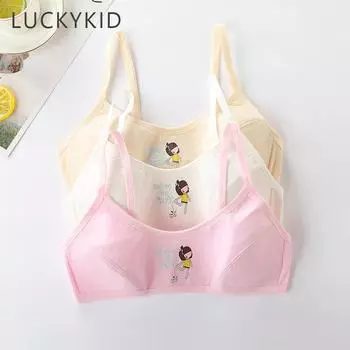 Однотонный милый спортивный бюстгальтер с принтом для молодых девочек-подростков, дышащее хлопковое нижнее белье с мягкой подкладкой, мягкое One Size