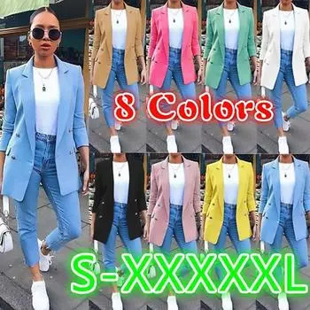 Однотонный модный кардиган с лацканами, средний и длинный темпераментный внешний костюм для женщин 5XL белый