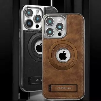 Однотонный мягкий кожаный чехол для беспроводной зарядки iPhone 15 14 13 12 Pro Max 11 складной кронштейн противоударный для Magsafe PU Hybird бампер чехол iPhone 15 чёрный