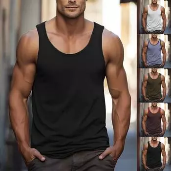 Однотонный мужской жилет, спортивный топ, эластичный быстросохнущий тренировочный жилет L