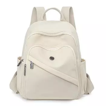 Однотонный нейлоновый рюкзак Женский дорожный рюкзак Студенческий школьный рюкзак бежевый