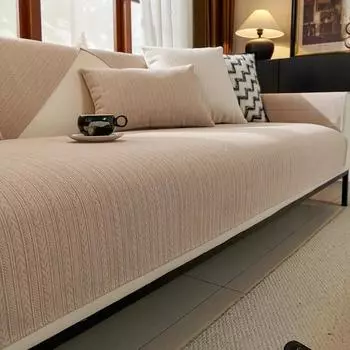 Однотонный нескользящий чехол для дивана из водонепроницаемой синели, подушка для дивана, полосатый чехол для дивана с защитой от царапин, текстура под дерево, коврик для дивана 70x70cm 1pcs