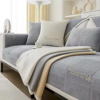 Однотонный нескользящий чехол для дивана. Утолщенная мягкая плюшевая подушка для дивана, полотенце. Нескользящий чехол. Чехол для дивана. 70*70cm светло-зеленый