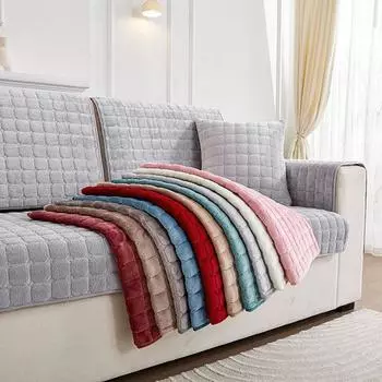 Однотонный нескользящий чехол для дивана, утолщенный мягкий плюшевый диван, подушка, полотенце для гостиной, мебель, декор, чехлы, чехлы для диванов 70x70cm 1pc красный