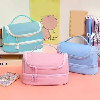 Однотонный пенал большой емкости для хранения канцелярских принадлежностей, ручная сумка для ручек для дома