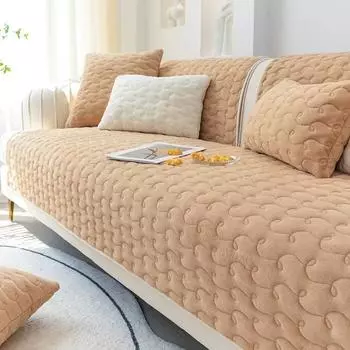 Однотонный плюшевый коврик для дивана, зимняя толстая маленькая подушка из свежего молочного бархата, простые современные противоскользящие чехлы для сидений дивана 70x70cm