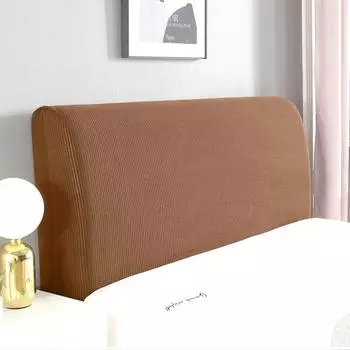 Однотонный плюшевый утолщенный эластичный чехол для изголовья кровати «все включено», защита спины изголовья кровати, пылезащитный чехол, чехол для изголовья кровати для дома AA 120-140cm кремовый